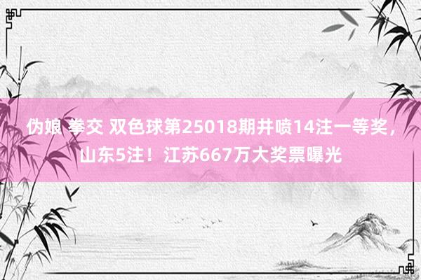伪娘 拳交 双色球第25018期井喷14注一等奖，山东5注！江苏667万大奖票曝光